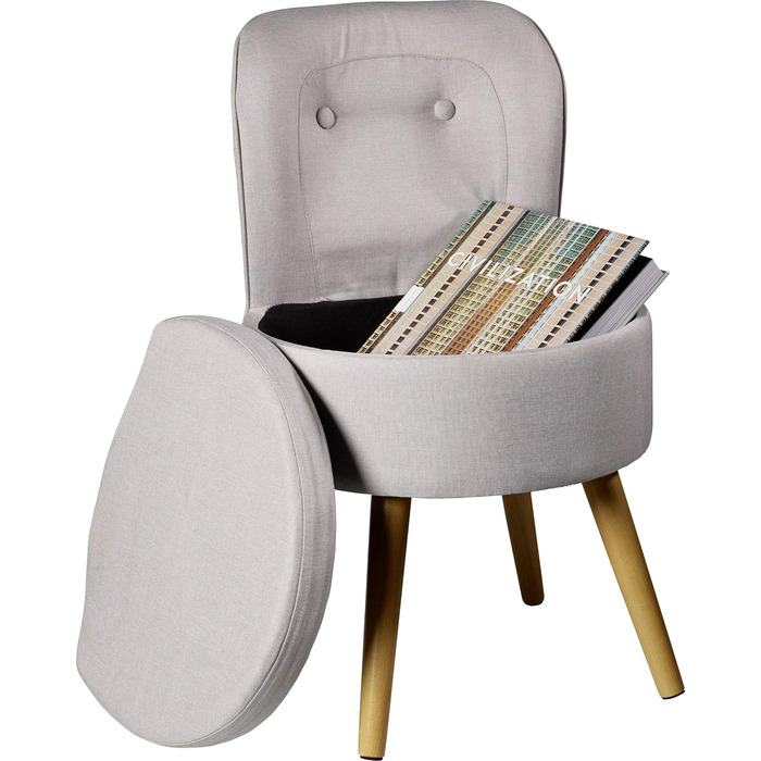 Крісло ECHTWERK Вінс, м&39яке крісло, зручне крісло, висока спинка, м&39яка пінопластова підкладка, дерев&39яні ніжки, 6,2 кг, сірий колір