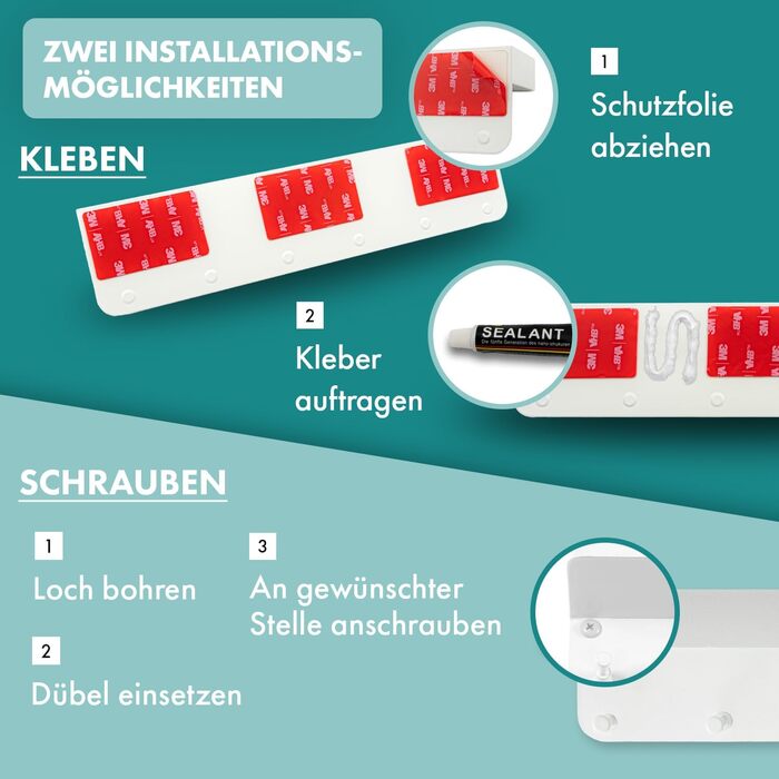 Велика ключниця преміум-класу з полицею без свердління з нержавіючої сталі Ключниця самоклеюча з клейкою стрічкою 3М Ключниця біла