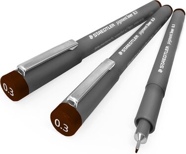 Пігментний лайнер Staedtler 308 Fineliner 0,3 мм 3 упаковки коричневий