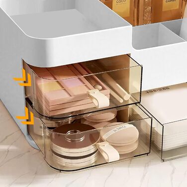 Органайзер для косметики Lacuasmall з висувними ящиками, органайзер для туалетного столика для умивальників, спалень та ванних кімнат, косметичка для помади та косметичних аксесуарів, білий