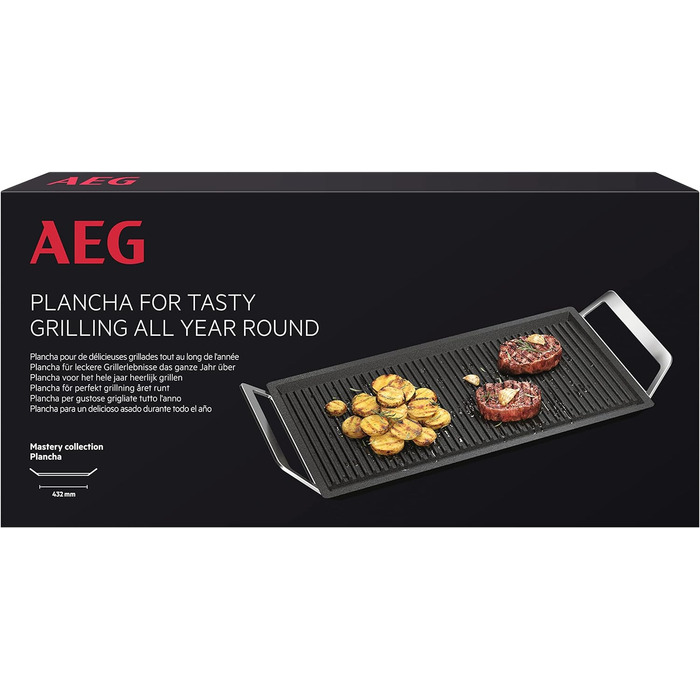 Сковорода AEG Plancha A9HL33 / для всіх типів варильних поверхонь / ідеальний розподіл тепла /, Чорна одинарна