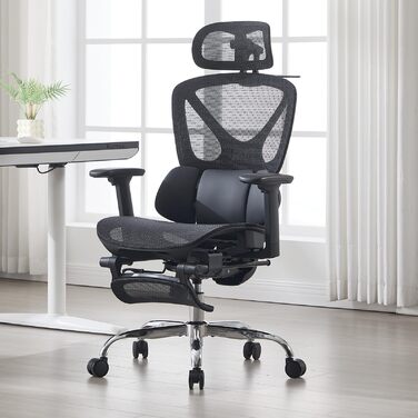 Ергономічне офісне крісло, стілець для роботи з функцією гойдання, регульована висота, виготовлений з сітчастої тканини, обертове крісло для навчання, офісу, домашнього офісу, чорний колір