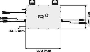 Двофазна балконна електростанція SUNNIVA 2000 Вт, повністю чорна, з розеткою, інвертор FOXESS 800 Вт, фотоелектрична сонячна система, 4 сонячні модулі зі скла по 500 Вт, включаючи кабель 5 м, Bluetooth WIFI, повний комплект