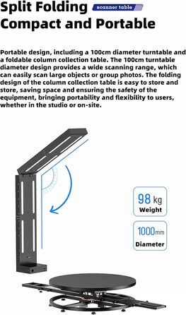 Електричний поворотний стіл HLGKBY на 360 для 3D-сканування людського тіла, керування APP, 6 HD-камер, надвисока точність 1/1000,
