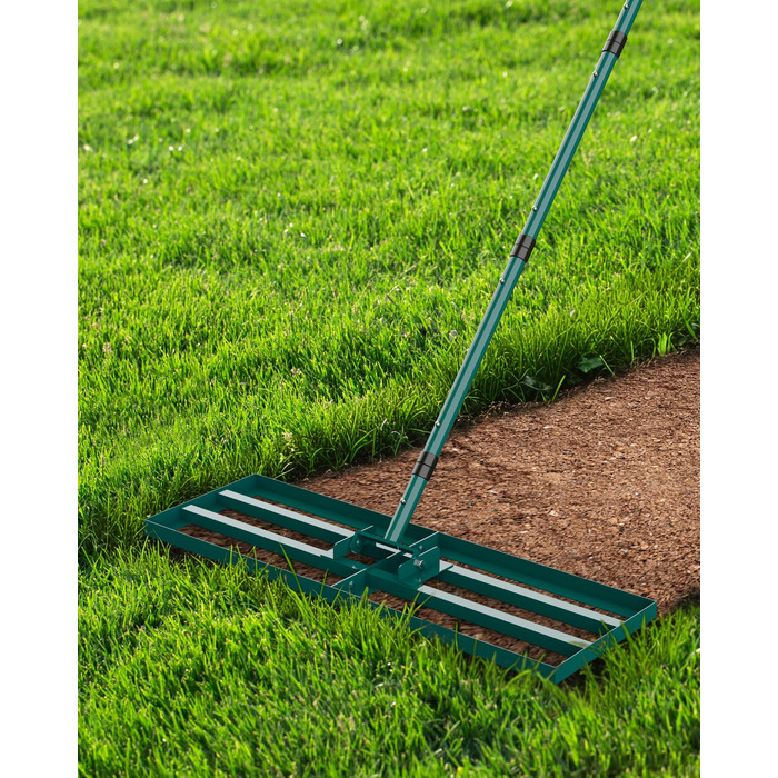 Гребінь для газону Rasen Rakel 76x25 см з ручкою 198 см, вирівнювач газону, широкий гребінь для піску, садовий аератор/гребінь для подвір'я, газону та гольф-поля (198 см, 76x25 см)