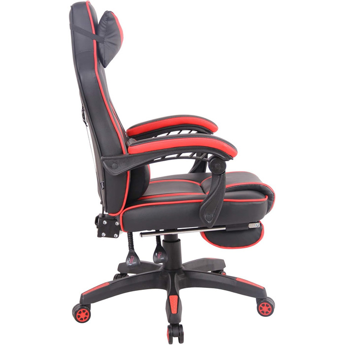 Ігрове офісне крісло CLP з підігрівом та оббивкою зі штучної шкіри Ігрове крісло з підставкою для ніг Регульована висота Комп&39ютерне крісло з підлокітниками, колір чорний/червоний