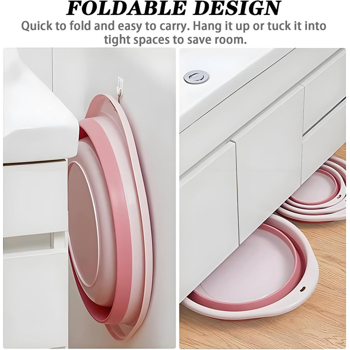 Складаний умивальник, 2 складні миски для миття посуду для вулиці, складний кемпінговий умивальник, багатоцільова чаша, 800 мл для подорожей/кемпінгу/кемперів/активного відпочинку на свіжому повітрі (синій та рожевий)