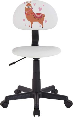 Обертовий дитячий стілець CARO Furniture Alpaca, штучна шкіра білого кольору, ергономічний дитячий стілець з регульованою висотою та мотивом лами, стілець на коліщатках