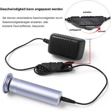 Електрична пилка для видалення мозолів з регульованою швидкістю для професійного педикюру зі змінними пилками для мертвої жорсткої потрісканої шкіри, зі змінною шліфувальною подушечкою 60 шт. (сіра)