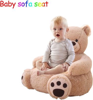 Крісло з ведмедиком для малюків, подушка сидіння, плюшеве, мультяшне, крісло для читання, м&39яке, дитяче, для дому, в дитячі кімнати, прикраса, подарунок для дівчаток, хлопчиків, світло-коричневий ведмедик