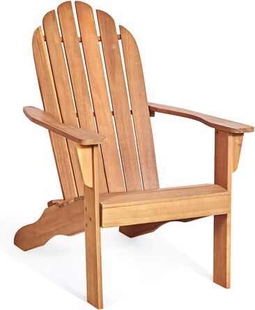 Садове крісло з масиву дерева, шезлонг Relax Chair з широким підлокітником і високою спинкою, садові меблі Садове крісло вантажопідйомністю 160 кг (натуральне)