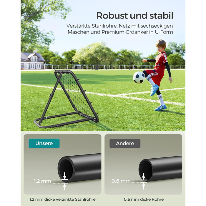 Футбольні ворота-відбивачі, портативні футбольні ворота для дітей, зі сталевою рамою, регульований кут, швидке складання, для саду, парку, пляжу, 84 x 84 см