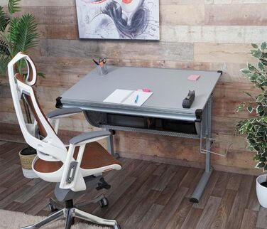 Стіл Mendler дитячий/молодіжний шкільний шкільний стіл офісний стіл Оксфорд, регульований по висоті, з можливістю нахилу - сірий