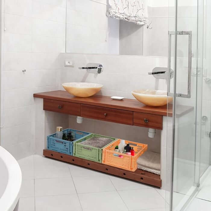 Набір із 4 пластикових кошиків для зберігання, складні коробки для зберігання, вставки для кухонних шухляд, штабелювані полиці-кошики, ящики для зберігання, транспортні коробки, контейнери для шаф, куби для домашнього офісу, спальні - рожевий зелений