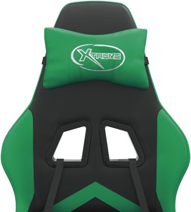 Ігрове крісло, чорне/зелене, регульоване по висоті, 57,5 x 59,5 x 121-131 см, офісне крісло зі штучної шкіри, функція відкидання, поворот на 360, металевий каркас, 57,5 x 59,5 x (121-131) см (Ш x Г x В), зелене