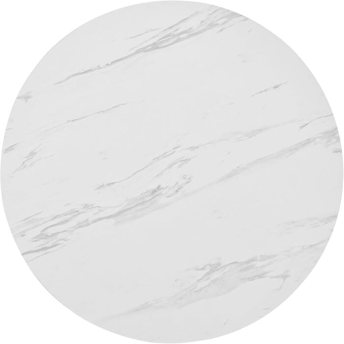 Круглий обідній стіл Merax, мармуровий візерунок, для 2-4 осіб, металевий каркас, регульовані ніжки, промисловий дизайн, підходить для ресторану, вітальні, кухні, їдальні, білий/чорний, 80x80x75 см Білий1/чорний 80 x 80 см