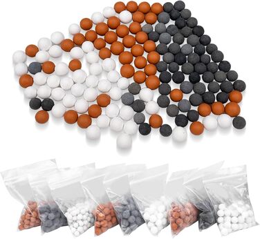 Душова насадка для фільтра з намистинами, душова насадка, фільтр проти випадіння волосся з вапняним нальотом, фільтруючі камені, антибактеріальні іонні фільтри, мінеральні камінці для видалення хлору, 9 Pack Mineral Beads Refill Set