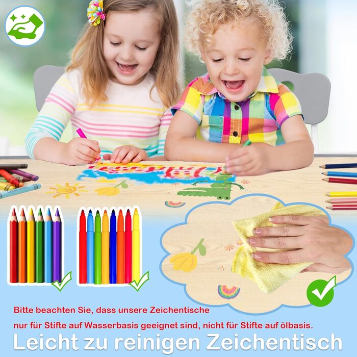 Дитячий стіл 120x60 см з 4 стільцями, комплект дитячих сидінь з регульованою висотою для дітей віком 2-10 років, дерев&39яний дитячий стіл та стільці, ідеально підходить для дитячого садка, класу та дому, сірий