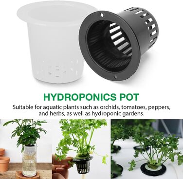 Сітчастий горщик для гідропоніки Tomotato, сітчастий горщик для рослин для гідропоніки, 50 упаковок, пластиковий сітчастий горщик для гідропоніки для гідропоніки рослинних орхідей (білий)