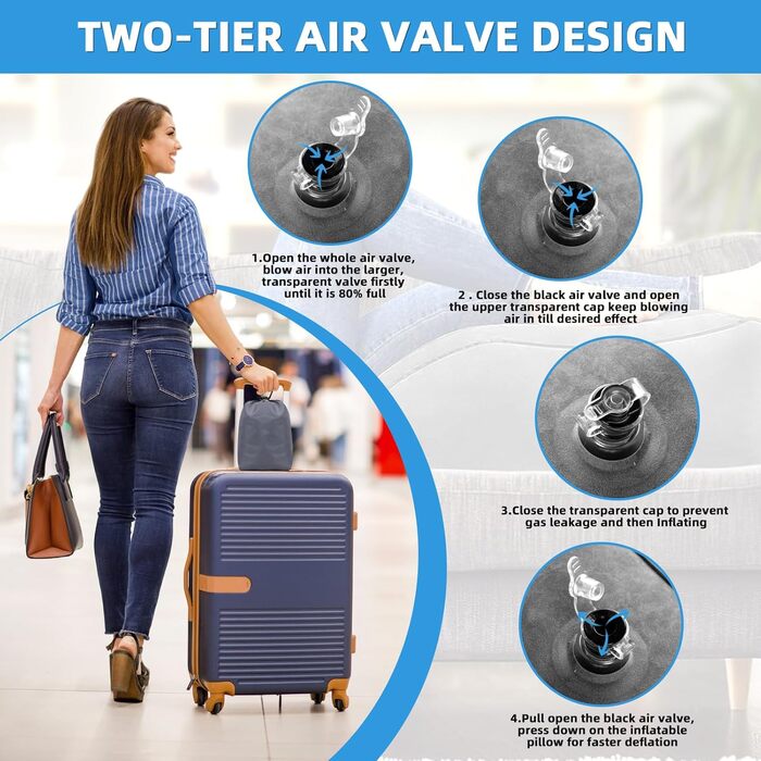 Подушка для підняття ніг, подушка для підтримки ніг з повітряним насосом, надувна клиноподібна подушка для сну, валик для колін для покращення кровообігу та зменшення набряків