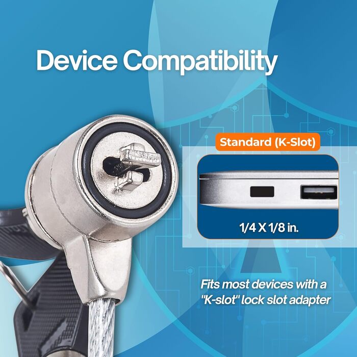 Замок для ноутбука Manhattan з тросом сталевим (1,4 м) та ключем 440271, 1,4 м сталевий трос