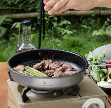 Безмежна подорож 22,8 см/1,5 л Кемпінгова сковорода для газової плити Титанова сковорода Ультралегкий похідний посуд Сковорода-гри