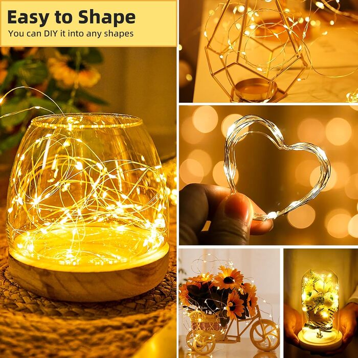 Світлодіодні гірлянди прикраса батареї на Різдво, вечірка, міні світлодіодні гірлянди з батареєю CR2032, 2M теплий білий мідний др