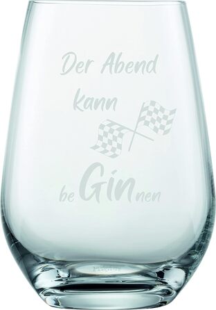 Набір з 2 келихів для джину 548 мл з гравіюванням Der Abend kann beGINnen & Am Ende ergibt alles einen Gin - кумедна ідея подарунк