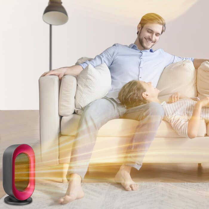 Енергозберігаючий вентилятор-обігрівач, невеликий вентилятор-обігрівач Sendowtek 900 Вт з керамічним нагрівальним елементом PTC, 3 режими нагріву, швидкий нагрів, захист від перегріву та перекидання, портативний електричний обігрівач для дому, офісу, спал