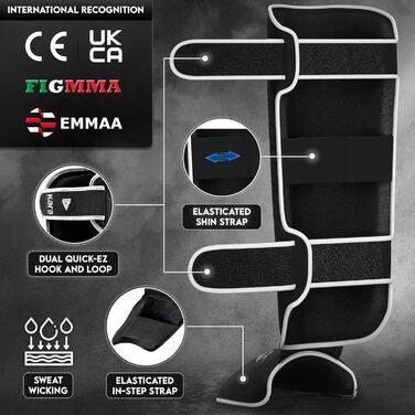 Щитки для гомілок RDX для кікбоксингу, бойових мистецтв, тренувань з муай-тай, шкіряні щитки для гомілок Maya Hide для тайського боксу, захисні накладки для спарингу, боксу, крав-мага, MMA, карате, тхеквондо (багаторазові), білі, XL