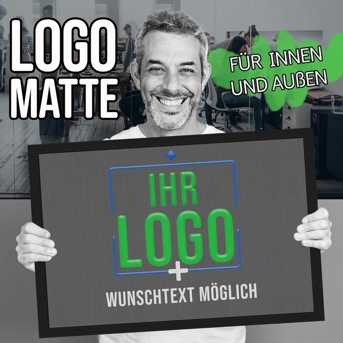 Персоналізований килимок для дверей Print Royal з логотипом та індивідуальним текстом - Килимок з логотипом - Килимок для бруду з логотипом Нековзний, 60x40 см з гумовим краєм