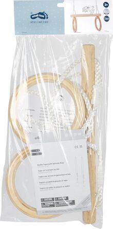 Маленька нога Трапеція з дерев'яними гімнастичними кільцями, для кріплення на гойдалці або рамі для лазіння, для дітей віком від 3