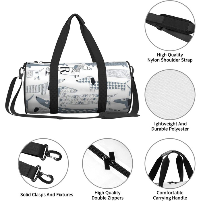 Містка дорожня сумка для подорожей, легка та довговічна, чудовий подарунок для походів, відпустки, ділових поїздок та іншого, з милим таксою, універсальний розмір