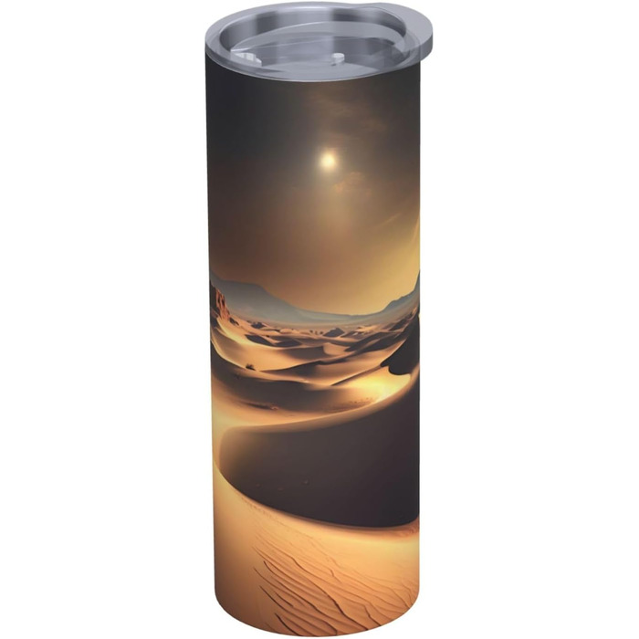 Кухоль з прямою трубочкою, дизайн пустелі Сахара, дорожній кухоль, підходить для кемпінгу, офісу та дому, 590 мл