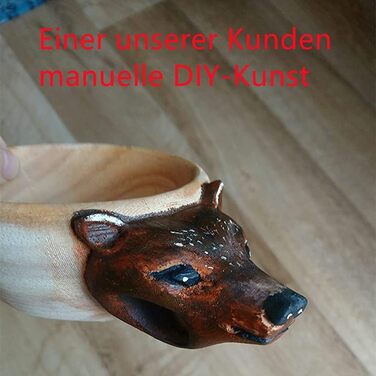 Дерев&39яна чашка MUGUOY Kuksa ручної роботи - чашка із зображенням голови тварини Kuksa Guksi, дерев&39яна чашка kuksa для мандрівників та кемпінгу в буші, гарний подарунок для любителів природи. (Лис*1)