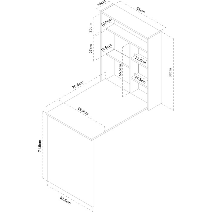 Настінний розкладний стіл Greve, розкладний стіл, настінний розкладний стіл з місцем для зберігання, настінний стіл, розкладний стіл, кухонний стіл, обідній стіл, білий/під дерево