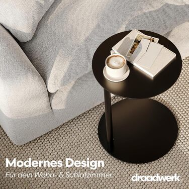 Круглий журнальний столик Журнальний столик для вітальні та їдальні 40 см Метал з порошковим покриттям Дизайн поза часом (чорний)