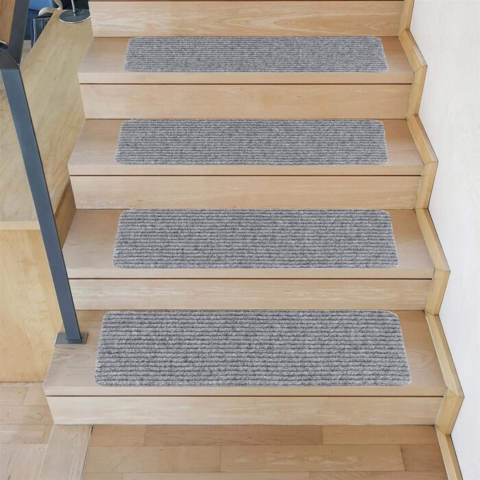 Килимок для сходів Kettelservice-Metzker Килим для сходів Tulus Прямокутна подушка самоклеюча 60x25см сіра 14 шт.