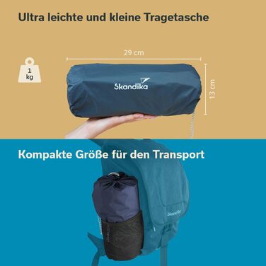 Килимок Skandika Elite/Exclusive Air для сну на одинарний/двоспальний ліжку Надувний матрац, невеликий розмір у пачці, високопродуктивний клапан, килимок для сну на вулиці, надлегкий, надзвичайно товстий, сумка для перенесення для кемпінгу та походів, ант