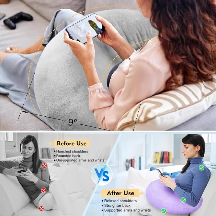 Ергономічна подушка Crealis, в&39язана гачком подушка-підтримка, в&39язана гачком подушка-підтримка, ігрова подушка, ергономічна ігрова подушка для рук, легка, портативна, знімає напругу (сіра)
