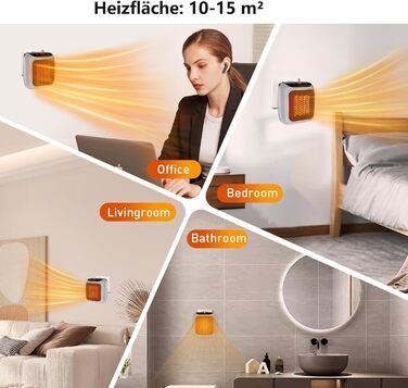 Підключається до мережі з вентилятором та дистанційним керуванням, міні-керамічний вентилятор для ванної кімнати, енергозберігаючий, тихий обігрів, променевий обігрівач потужністю 800 Вт з 12-годинним таймером, термостатом та захистом від перегріву для сп