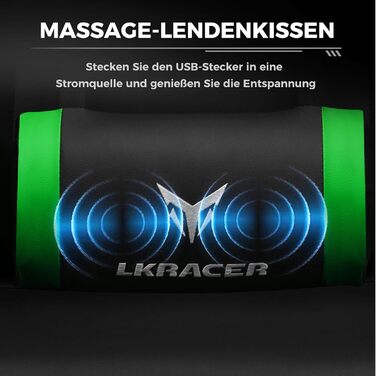 Ігрове крісло GTPLAYER, офісне крісло, масажне ігрове крісло, ергономічне ігрове крісло, підголівник, масажна подушка для попереку, м&39яке ігрове крісло, обертове крісло, 150 кг, зелене