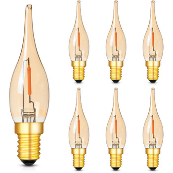 Світлодіодна лампа свічка ретро старовинна лампа розжарювання свічка лампа C22 0,7 Вт замінює 7 Вт 2200K ультратепла, 50 люмен канделябра люстра соляна лампа нічник, 220 В-240 В, 6 упаковок, 14