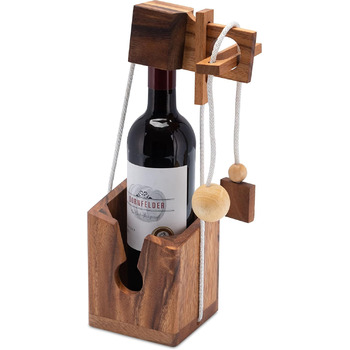 Сейф для пляшок LOGOPLAY - головоломка на нитках - гра на мислення - головоломка - гра на терпіння - логічна гра з цінного дерева