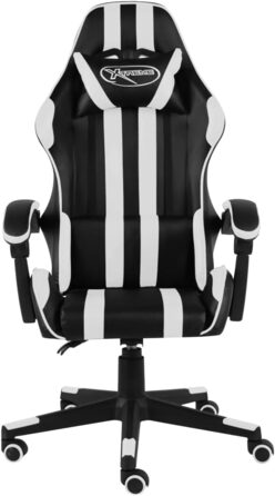 Геймерське крісло, чорно-біла штучна шкіра