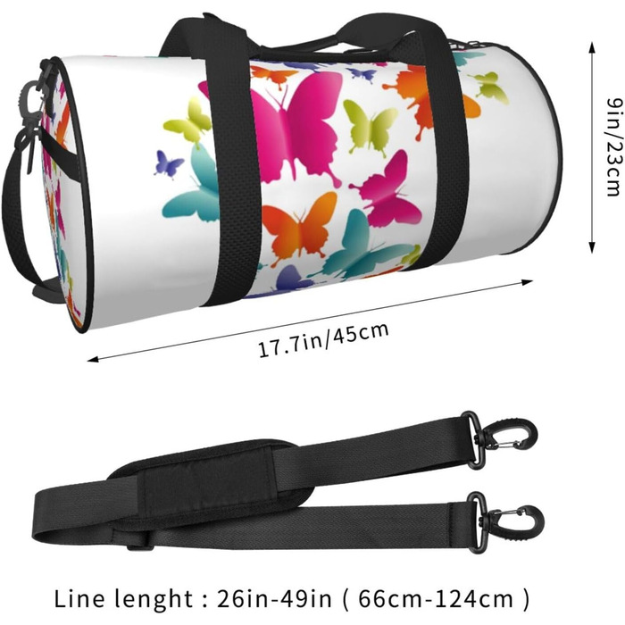 Спортивна сумка-мішок для подорожей з яскравим принтом метеликів, чорна, універсальний розмір, дорожня сумка