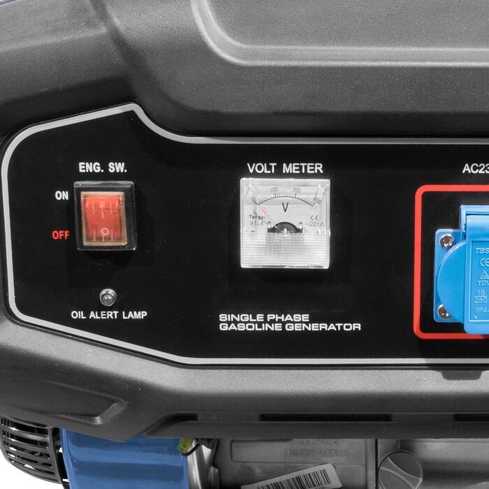 Генератор Gde GSE 2701 (4-тактний двигун, бензиновий, 3,2/4,4 (кВт/к.с.), 2 розетки 230 В, макс. 2200 Вт, час роботи до 17 год, бак 15 л, автоматичний регулятор напруги (ARV), захист від перевантаження, несуча рама, перевірено TV/GS)