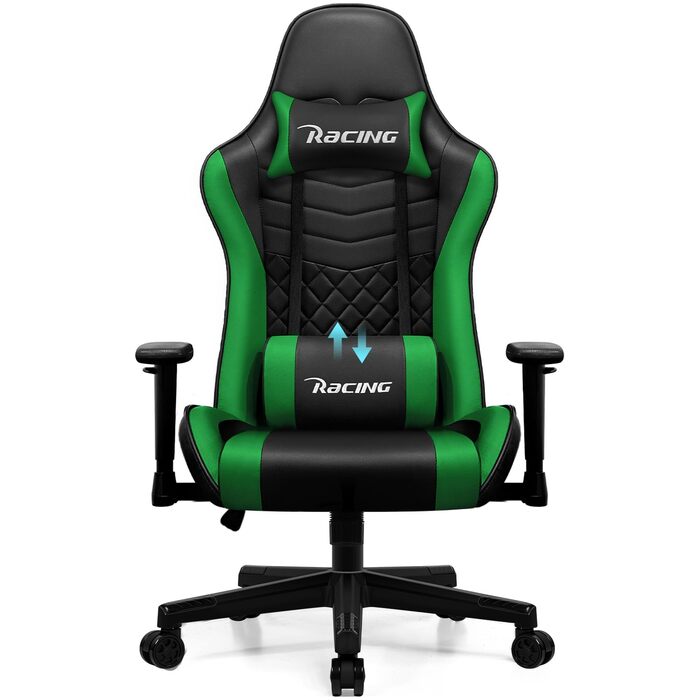 Ігрове крісло, офісне крісло, ігрове крісло з функцією гойдання до 170, ергономічне ігрове крісло з регульованою поперековою подушкою та підголівником, м&39яке ігрове крісло з подушкою сидіння, ігрове крісло 150 кг