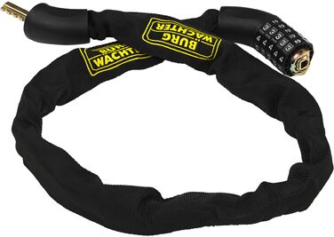 Замок ланцюговий Burg Wchter Vierkantkette, кодовий замок для велосипеда, мотоцикла, електросамоката та садових меблів, 90 см, чорний (280 C 90)