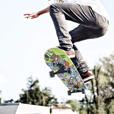 Повний скейтборд White-123 78.7 x 20.3 см - 8-шарова дека з клена, ABEC-11 підшипники, блискучі PU колеса, для дітей, підлітків та дорослих, білий дизайн